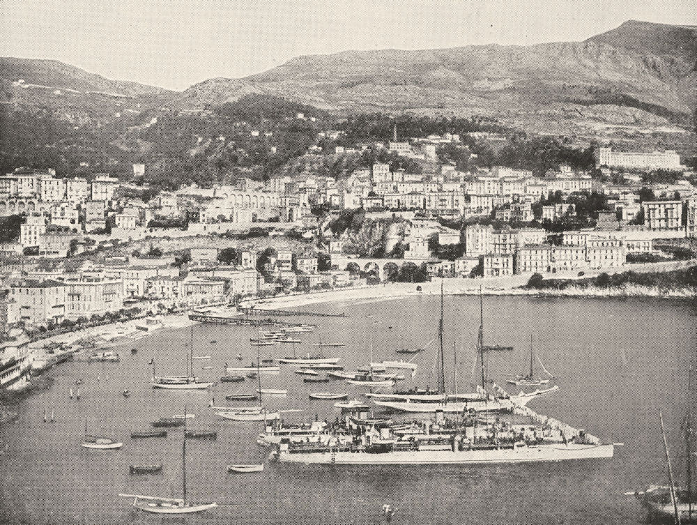 MONACO. La Condamine, Entre Monaco et Monte- carlo 1900 old antique print